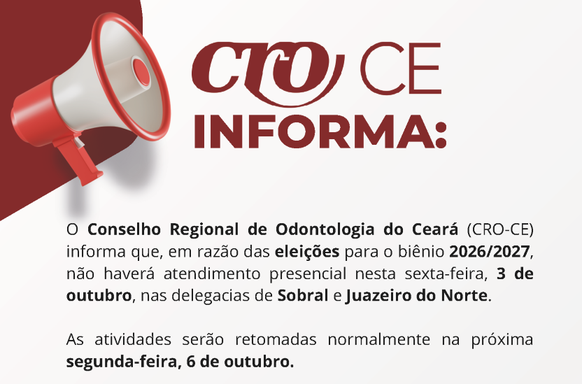 Informe: não haverá atendimento presencial nas delegacias em Sobral e Juazeiro do Norte no dia 03/out